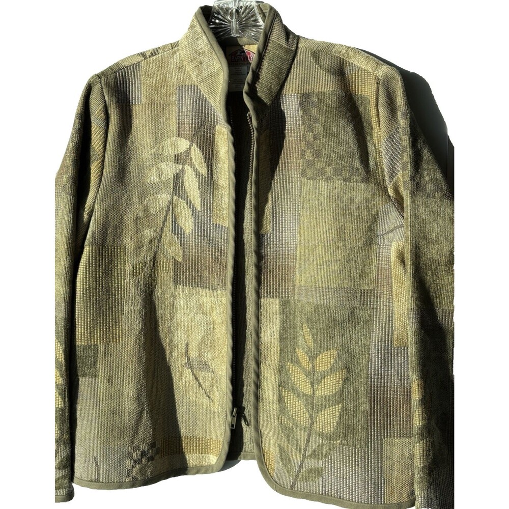 Barn Fly Tapestry Floral Botanical Full Zip Chore Jacket Vintage Med USA Fabric